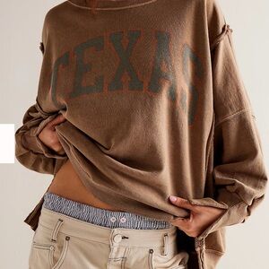 We The Free Graphic Camden Pullover Free People Brown Texas Sweatshirt XS/S
